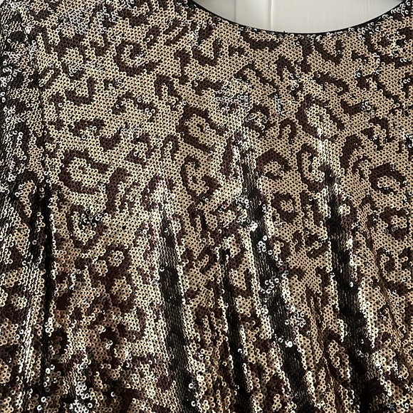 DRESS THE POPULATIONS sequins leopard cocktail dress M New with tags. - Picture 5 of 8
